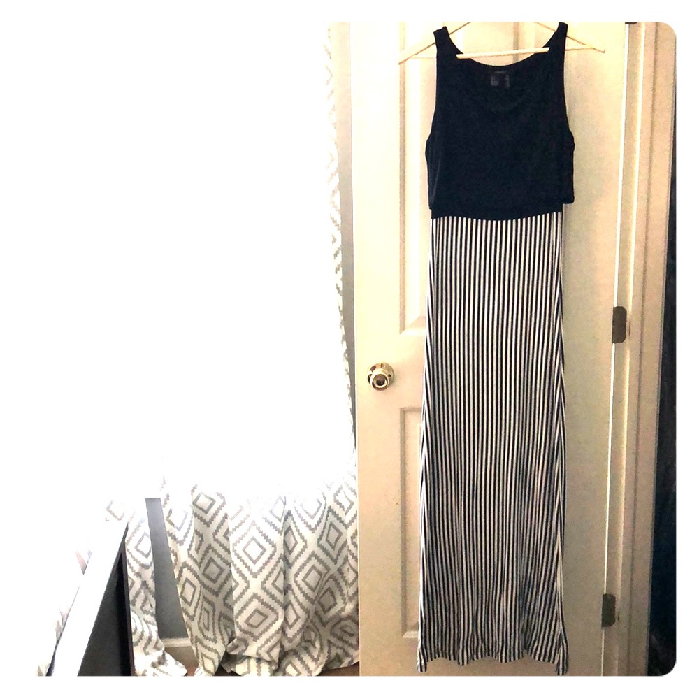 Black striped maxi